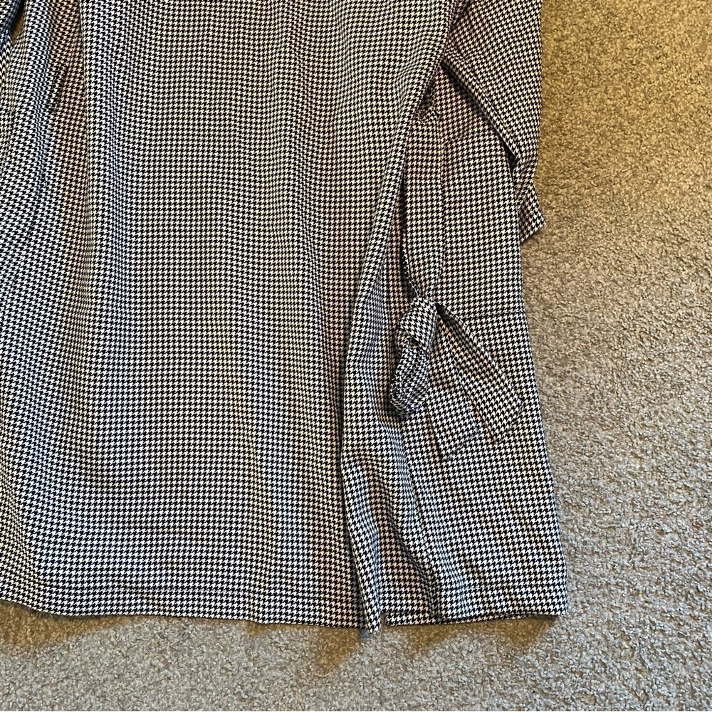 Reclaimed Vintage Double Breasted Houndstooth Trench Coat Small Black White - Picture 6 of 6